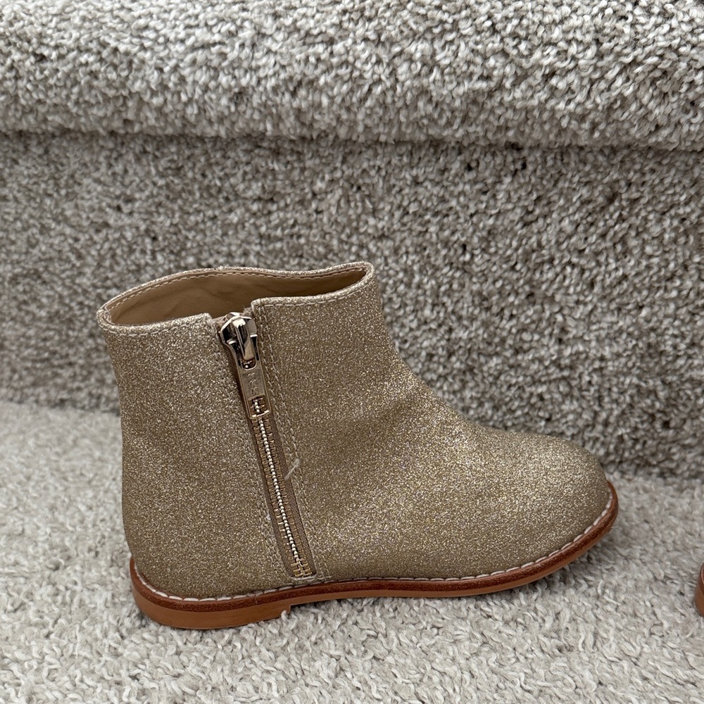 Janie & Jack Girls' Gold Glitter Ankle Boots with Side Zip - Picture 6 of 9